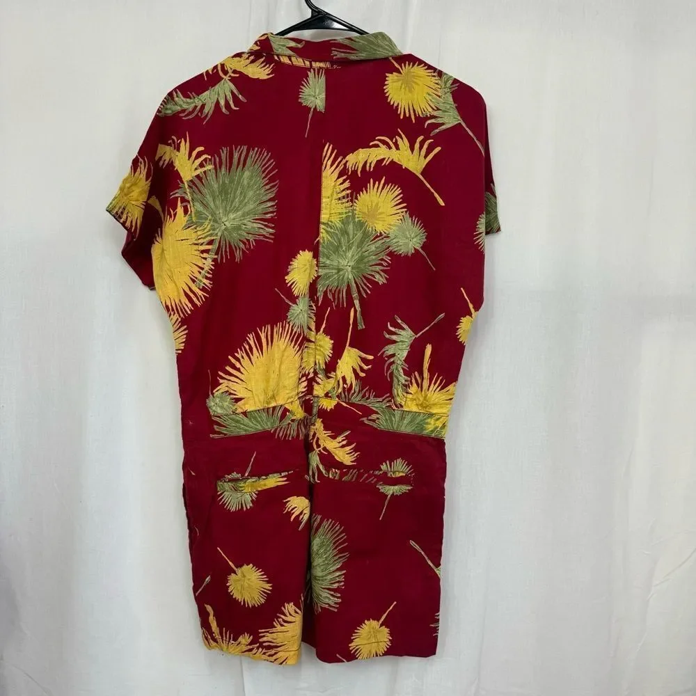 NEW Free People Maroon Combo Hawaiian Print Malibu Romper S